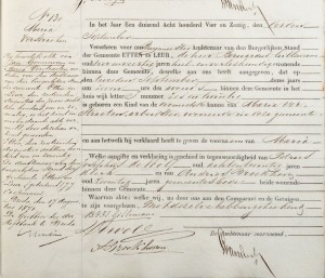 Birth record with note in the margin