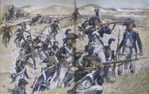 Drawing of soldiers in action