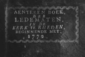 Cover of a membership book of Rhenen, starting in 1772