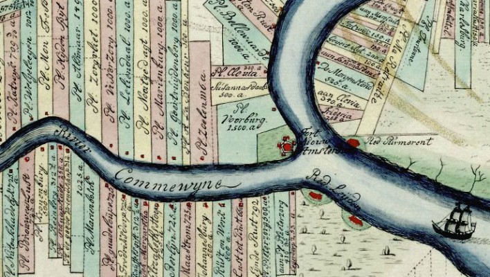 map showing plots next to a river