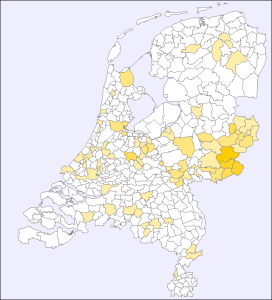 Spread of the name Hoitink in 2007