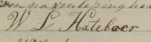1833 signature of Willem Lucas Hateboer