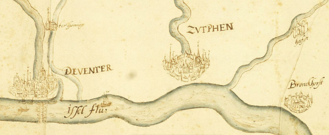 Map of a river with different cities next to it