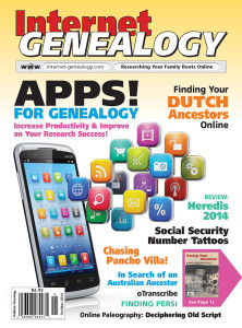 Cover of the October/November issue of the Internet Genealogy Magazine