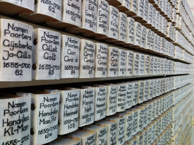 Row of books with names of poorters
