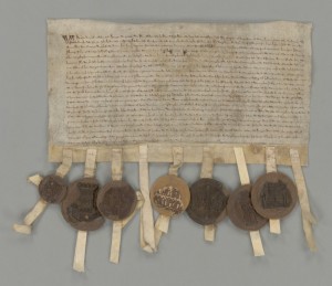 Charter with seals hanging from the bottom, some missing