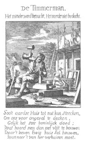 Etching of a carpenter at work