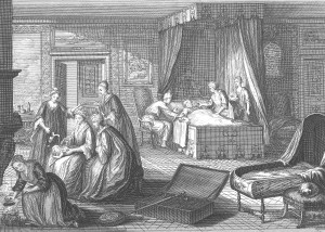 Emergency baptism by a midwife, 1720