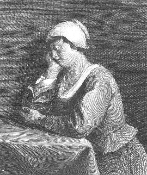 Woman leaning on her arm with a vacant look in her eyes