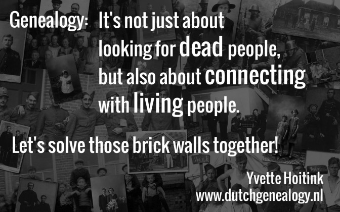 Genealogy: it's not just about looking for dead people but also about connecting with living people. Let's solve those brick walls together