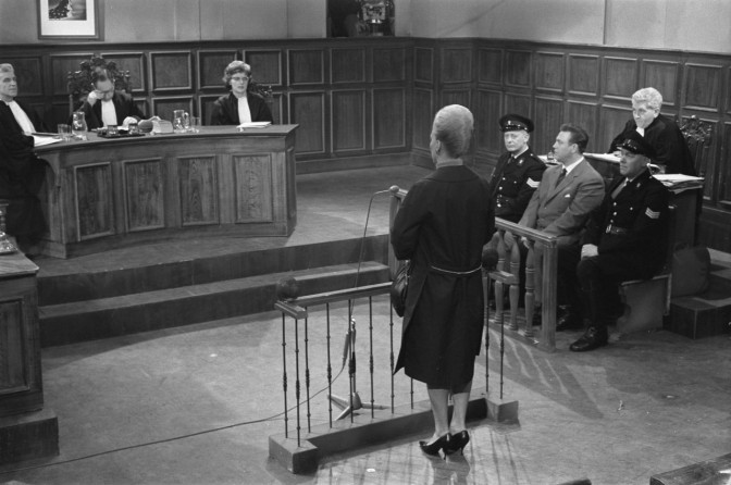 Woman testifying before a judge