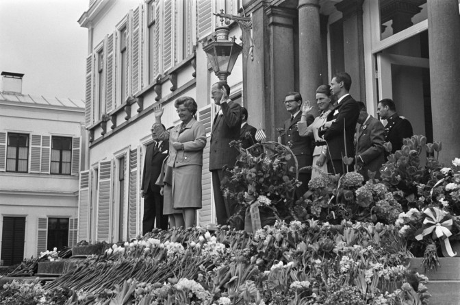 Queen Julliana at the palace with the Royal Family