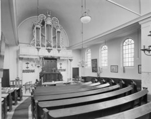 church with curved pews