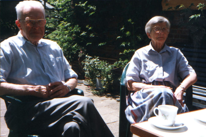 Henk and Mien in their back yard in 1997