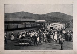 Boer War prisoners arriving at the train station.
