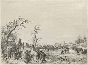 army crossing a frozen river