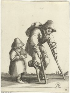 beggar with a wooden leg