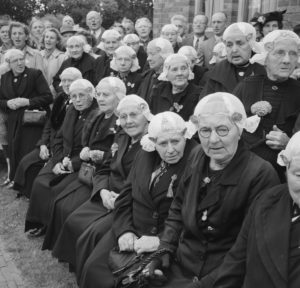 women in traditional Frisian costumes