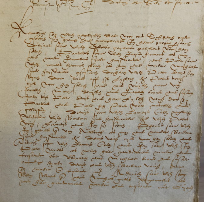 First page of the 1595 estate division