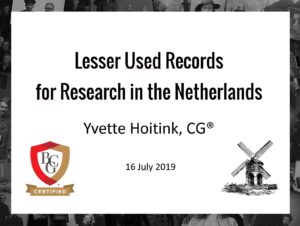 Title slide: Lesser Used Sources for Research in the Netherlands