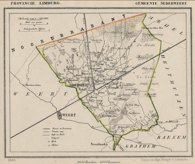 Map of Nederweert, 1866